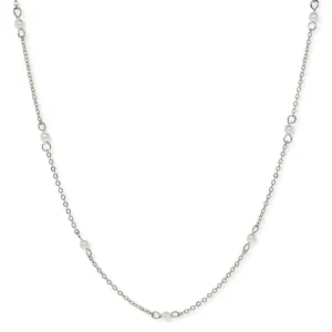 1928 Jewelry White Faux Pearl Cable Chain Necklace 16"