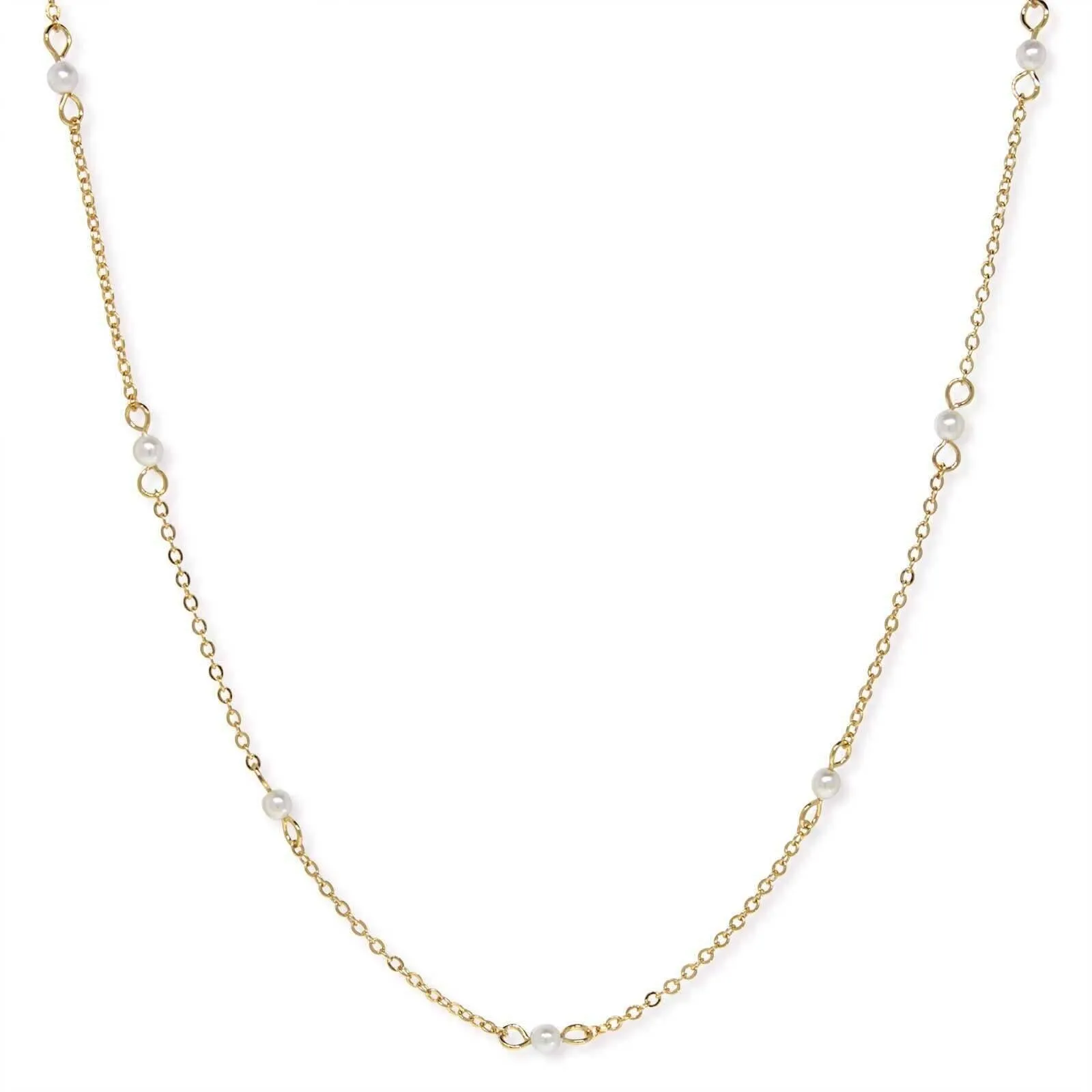1928 Jewelry White Faux Pearl Cable Chain Necklace 16"