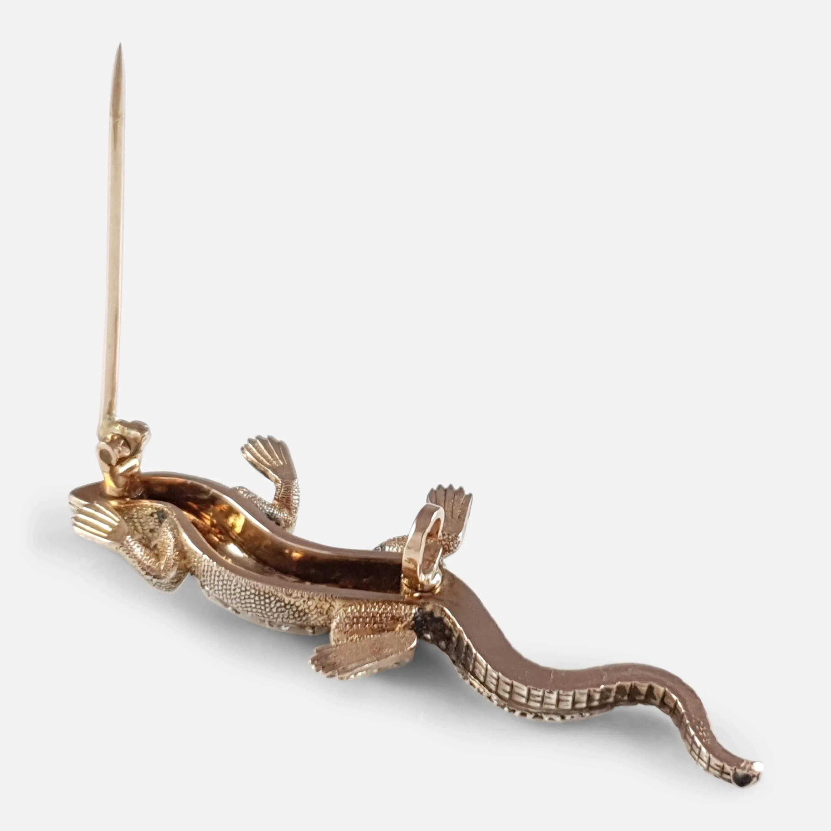 19th Century Emerald and Diamond Lizard Brooch