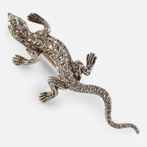 19th Century Emerald and Diamond Lizard Brooch