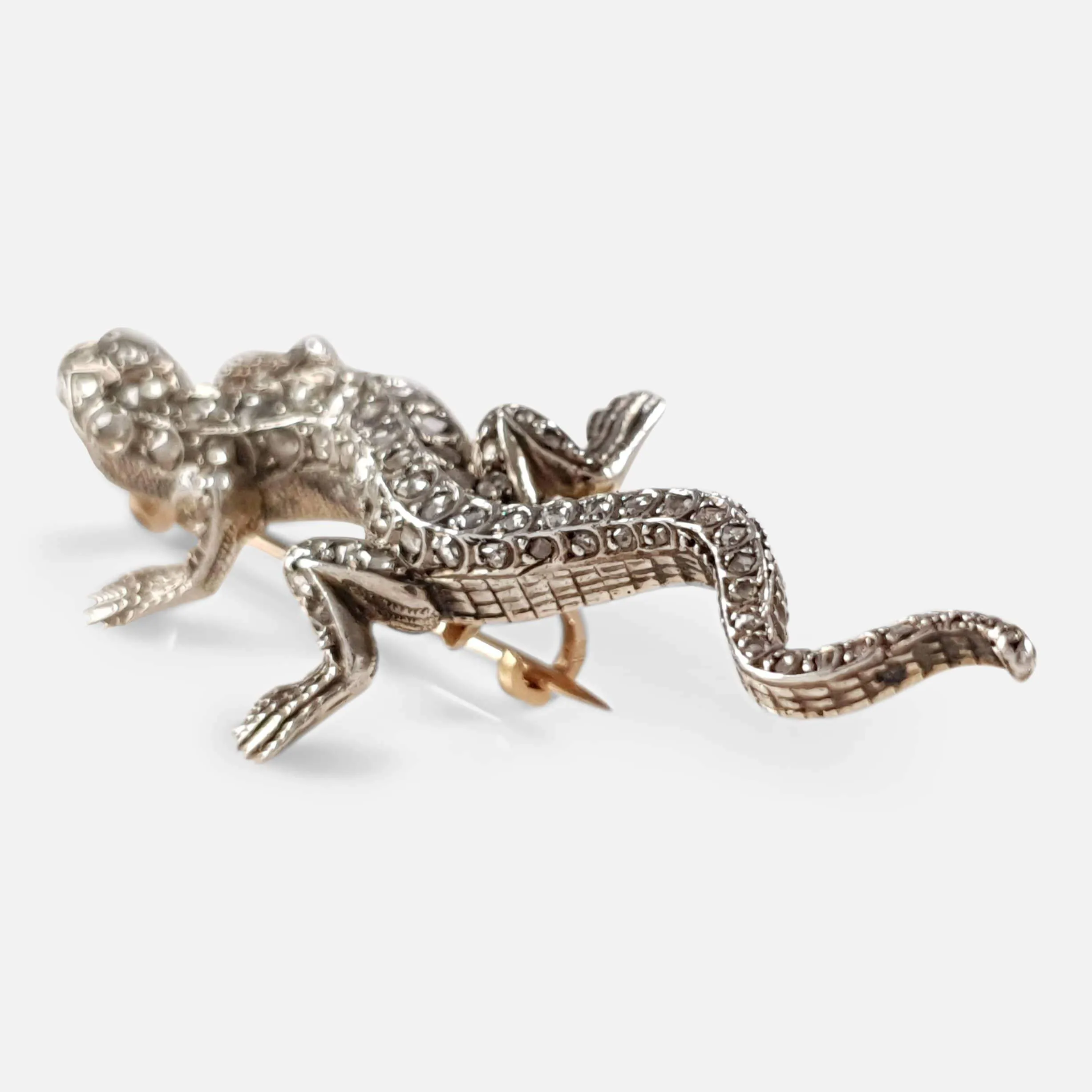 19th Century Emerald and Diamond Lizard Brooch