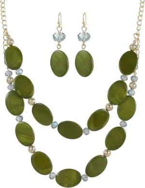 2 Layered Chunky Beaded Shell Necklace for Women Sea Shell blue/yellow/red/green/turquoise/teal/white Statement Necklace and Earring Set Elegant Women Necklace Set Jewelry Sets for Women