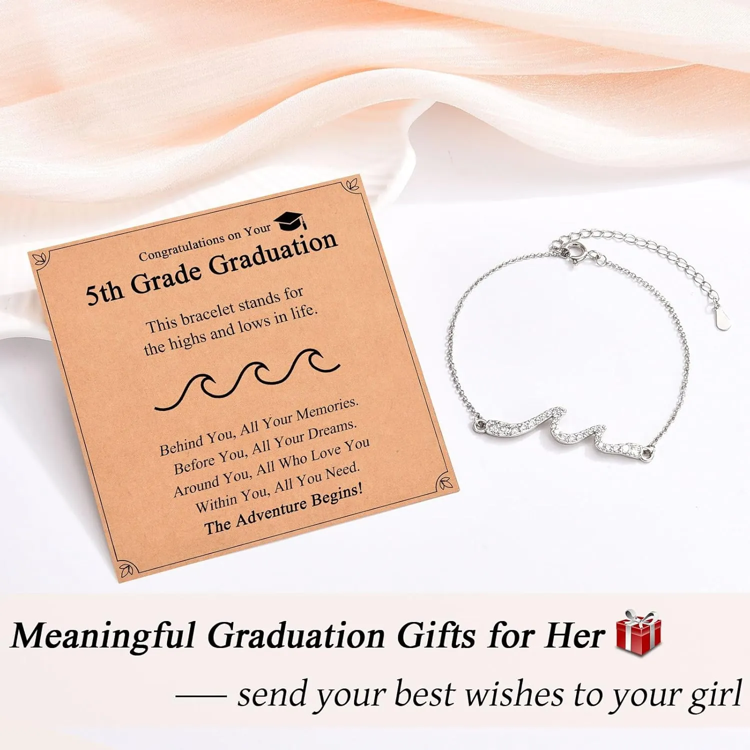 2025 Graduation Gifts for Her, Class of 2025 High School 5th 6th 8th Grade College Masters Degree Graduation Wave Bracelet Jewlry Gifts for Girls Women