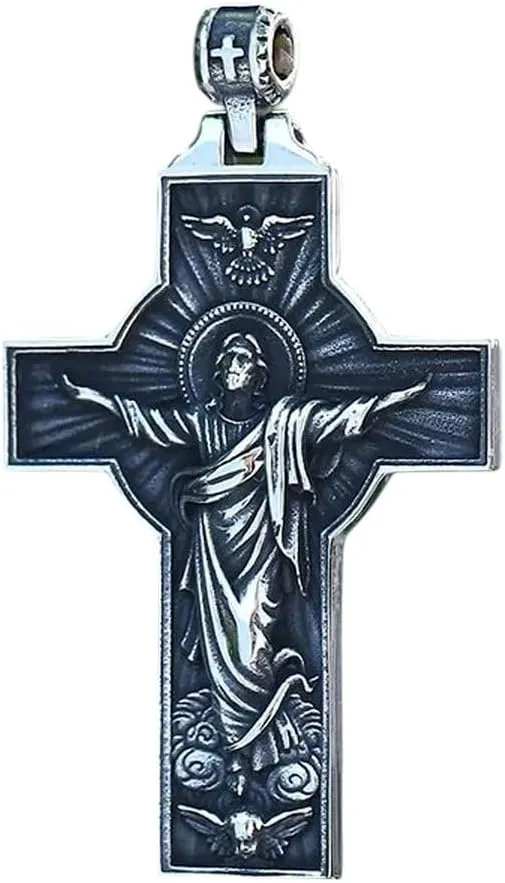 2025 New Lucky Gift 316L Stainless Steel Unique Cross Jesus Pendant High Polished Christian Fashion Jewelry For Man Women Gift