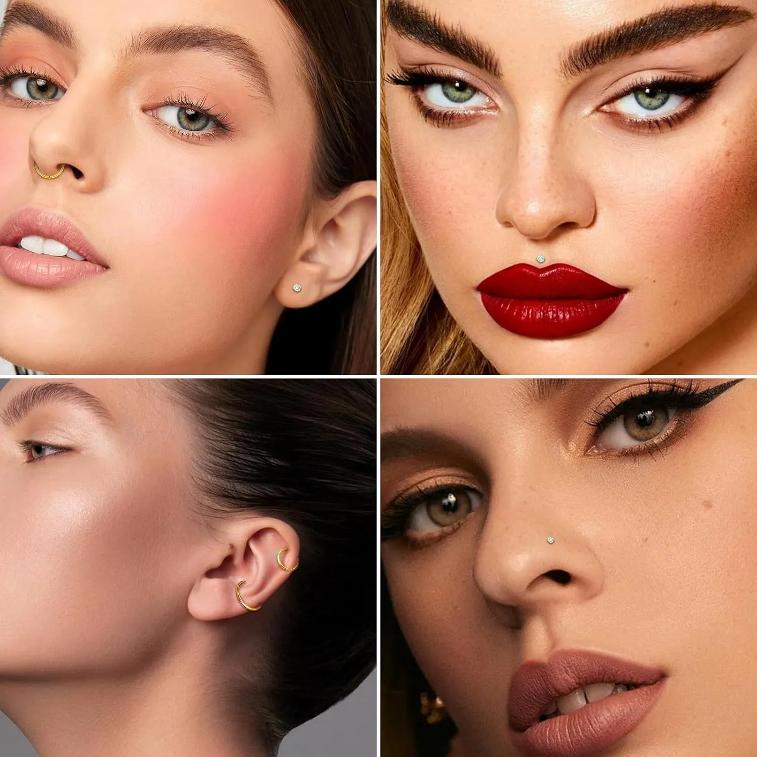 20G/18G Nose Studs Stainless Steel Nose Piercing Nose Ring Set I L S Shape Body Piercing Nose Hoop Ring for Women Men