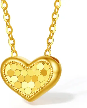 24K Real Gold Heart Love Pendant Necklace for Women Solid Gold Dainty Elegant Pendant Chain 40 5CM with Jewelry Box for Women Girlfriend Mum Wife Birthday Anniversary