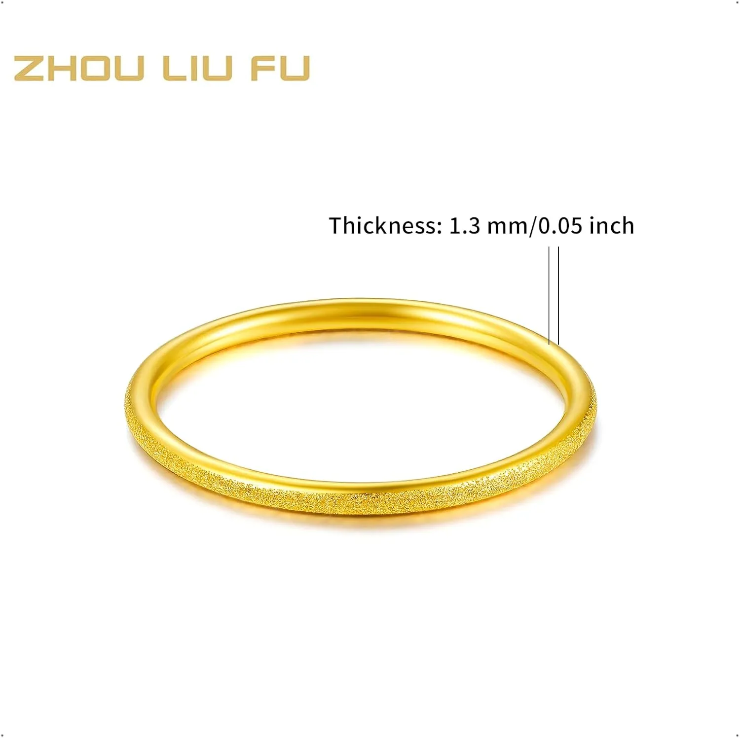 24K Solid Gold Ring Simple Unisex Pure Gold Ring with Jewelry Box for Women Men Couple Lover Boyfriend Girlfriend Birthday Anniversary(Size:46.5-61.9)