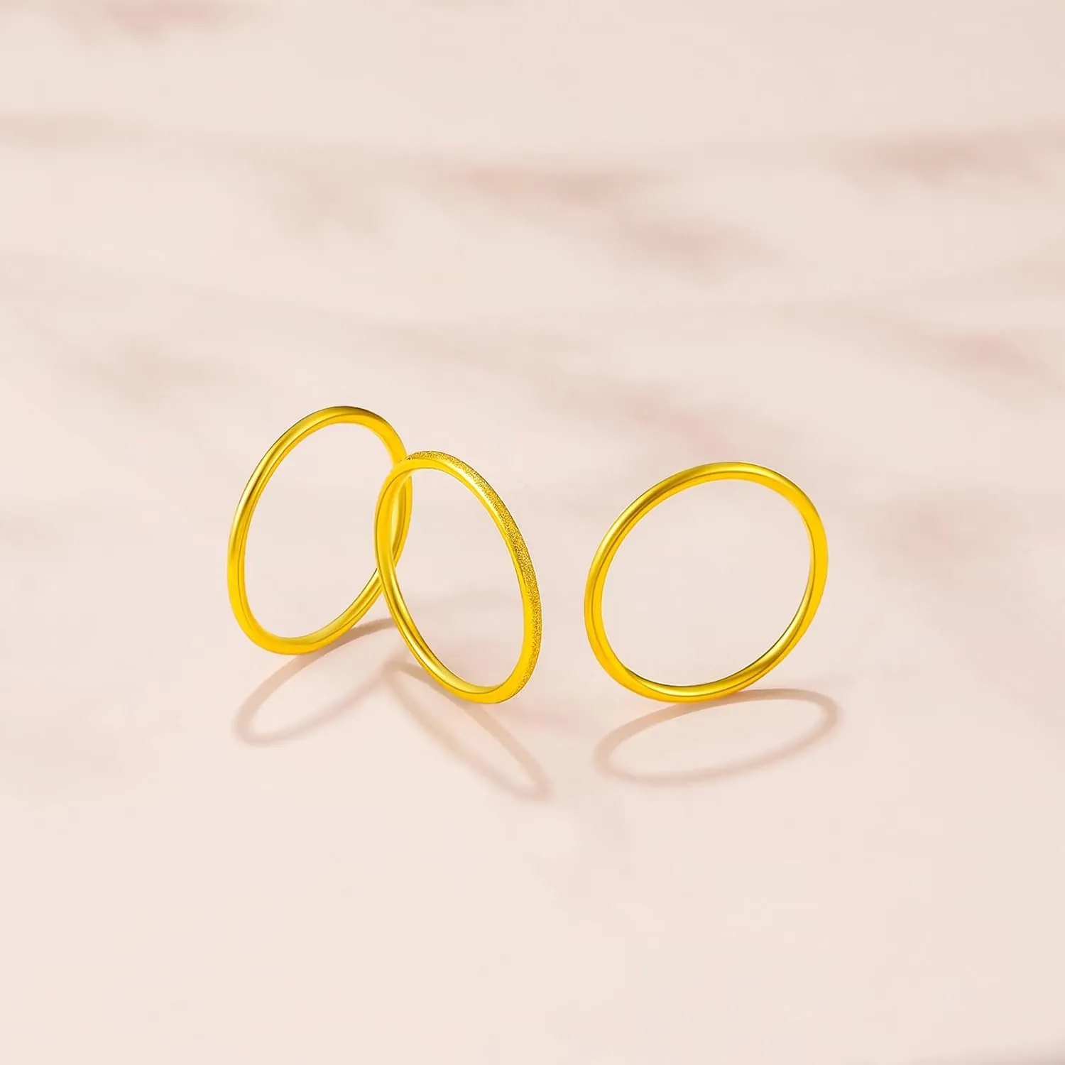24K Solid Gold Ring Simple Unisex Pure Gold Ring with Jewelry Box for Women Men Couple Lover Boyfriend Girlfriend Birthday Anniversary(Size:46.5-61.9)