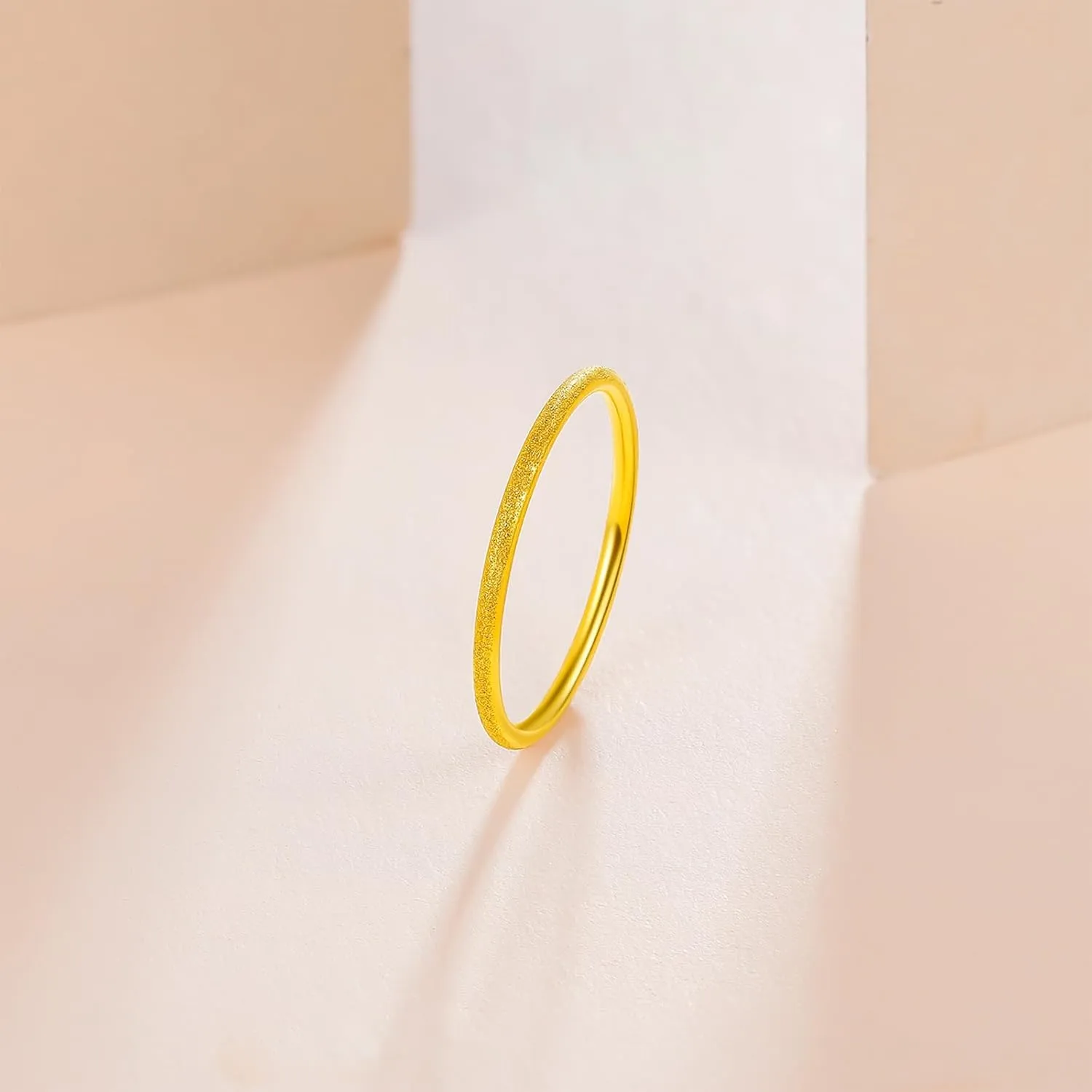 24K Solid Gold Ring Simple Unisex Pure Gold Ring with Jewelry Box for Women Men Couple Lover Boyfriend Girlfriend Birthday Anniversary(Size:46.5-61.9)
