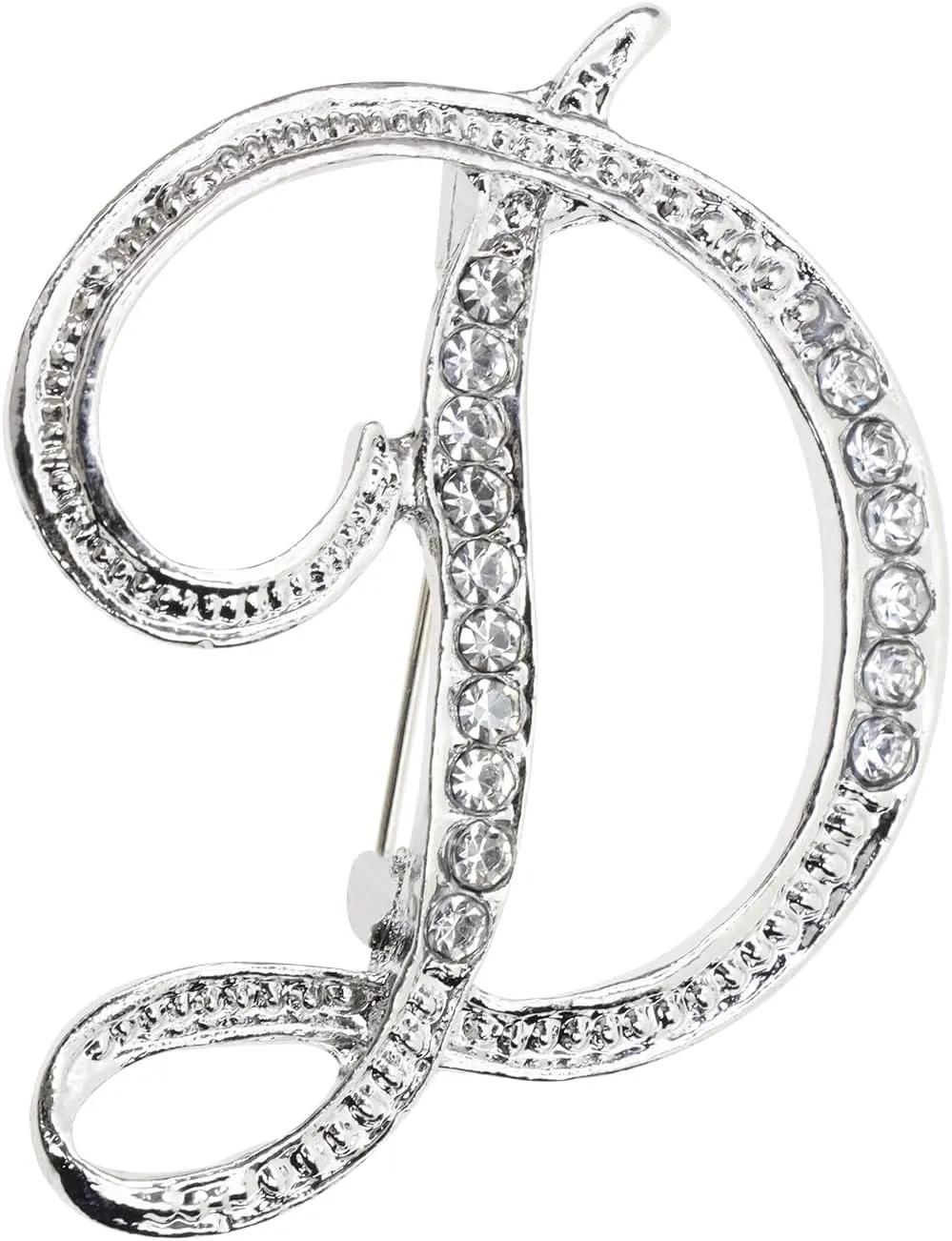 26 Letter Brooch Pins Small Silver Metal Rhinestone Crystal Initial A~Z Alphabet Brooch Lapel Pins for Men Women Girls Boys Birthday Christmas Wedding Gift