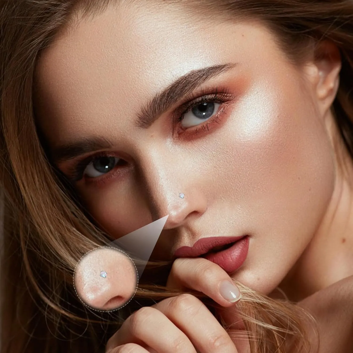 2PCS 18g Opal Nose Rings for Women Nose Hoops 8mm/10mm 316L Surgical Steel Nose Rings Piercing Jewelry Can Be Used as a Nose Ring, Septum Ring, and Cartilage Earring