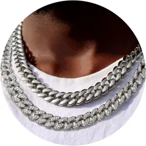 2PCS Cuban Link Chain for Men Women Miami Cuban Link Chain Necklace Gold Silver Plated Bling Diamond Chain Trendy Choker Chain Necklaces Jewelry for Men