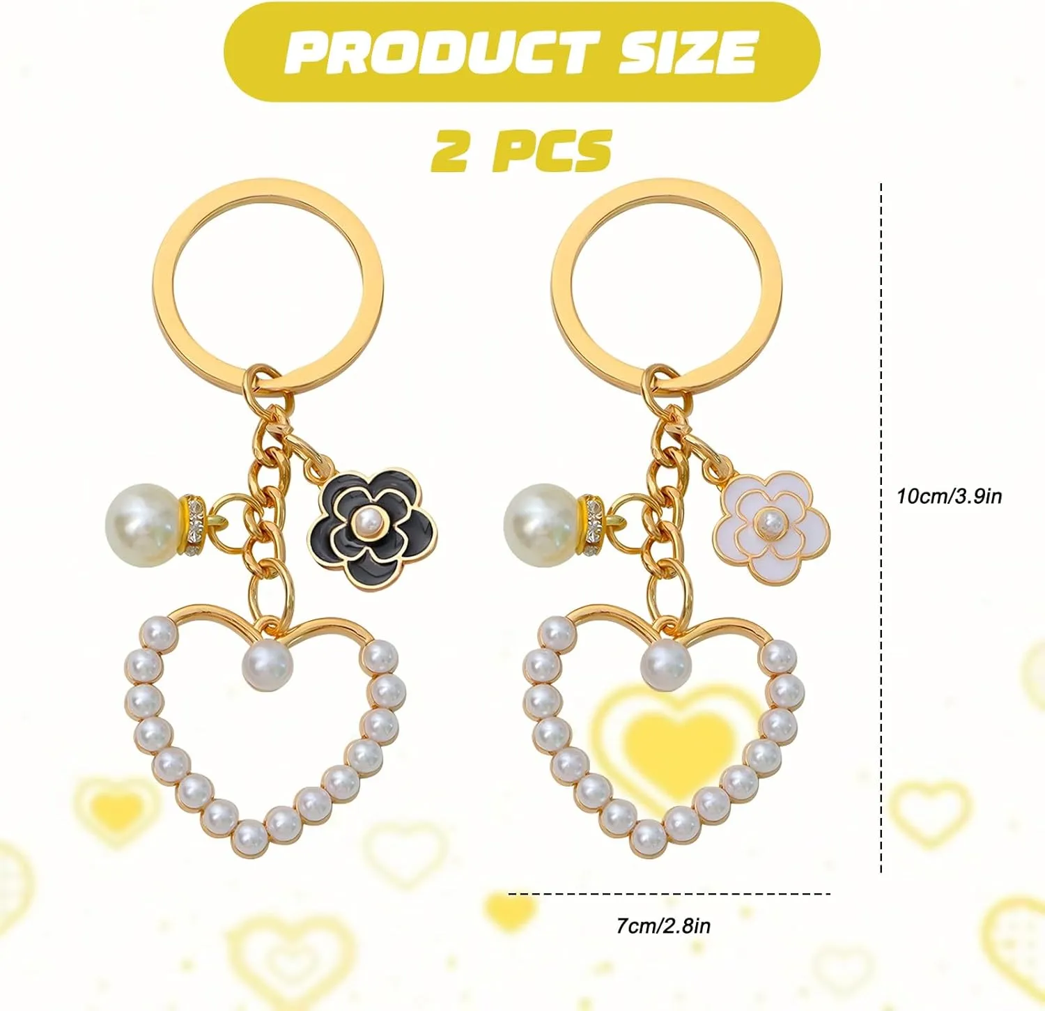 2pcs Cute Bow Keychain for Women Wristlet Keychain Ribbon Pearl Charm for Car Keys Purse Handbags Backpack Accessories