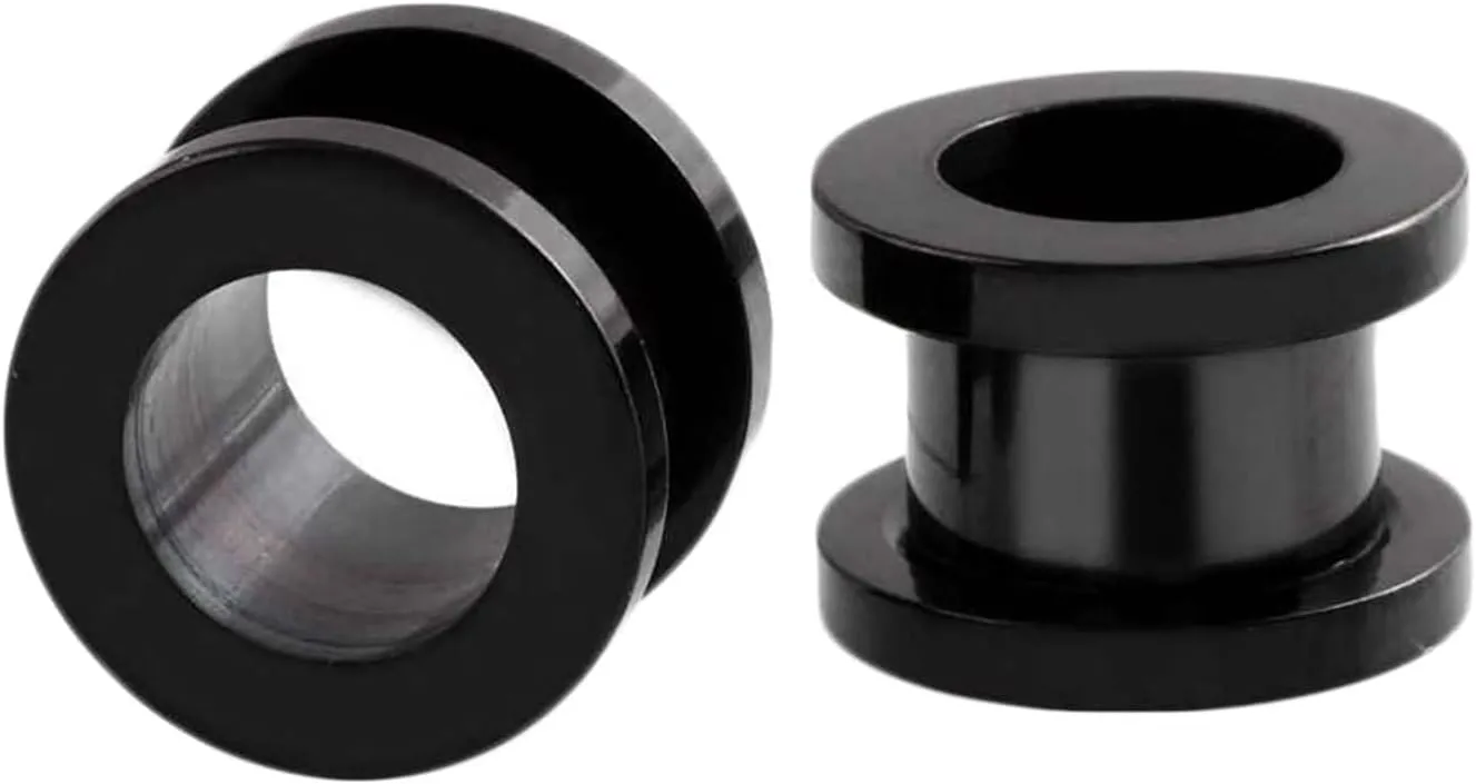 2Pcs Gauge Sets for Ears, Unique Ear Gauges for Men Black Hoop Stainless Steel Gauges Plugs
