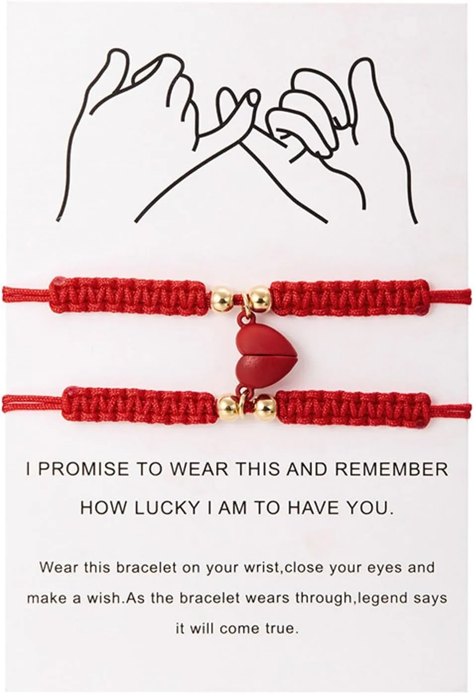 2pcs Handmade Braided Heart Couple Bracelets Mutual Attraction Matching Bracelet for Couples Women Men Best Friend Jewelry Lover Gifts