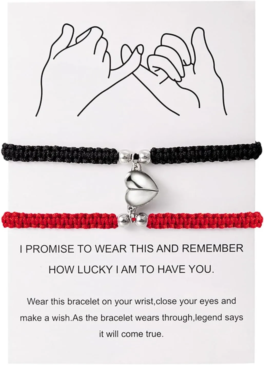 2pcs Handmade Braided Heart Couple Bracelets Mutual Attraction Matching Bracelet for Couples Women Men Best Friend Jewelry Lover Gifts