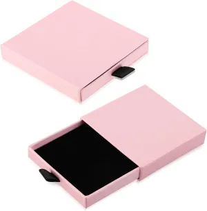 2Pcs Jewelry Gift Box - Square Cardboard Organizer Storage for Necklace, Earring, Bracelet - Kraft Jewellery Box (Pink)
