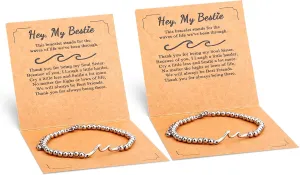 2pcs Wave Inspirational Bracelet, Beaded Wave Bracelet Best Friend Inspirational Encouragement Get Well Gifts Thinking of You Wave Jewelry Friendship Bracelet Thank You Gift for Sister Women