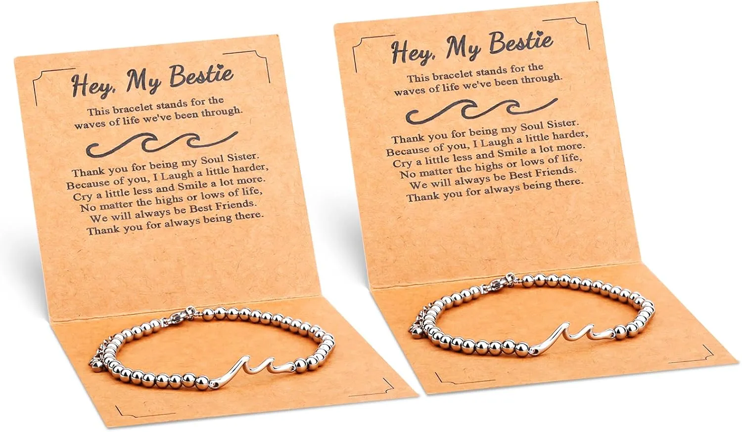 2pcs Wave Inspirational Bracelet, Beaded Wave Bracelet Best Friend Inspirational Encouragement Get Well Gifts Thinking of You Wave Jewelry Friendship Bracelet Thank You Gift for Sister Women