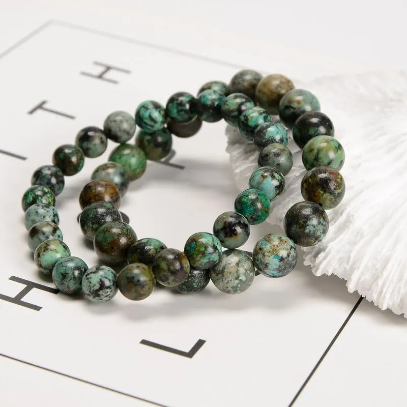 2pcs/set (8mm 10mm), Healing Energy Stone Beaded Bracelet, Round Gem Bead Stretch Bracelets for Women Men Gift