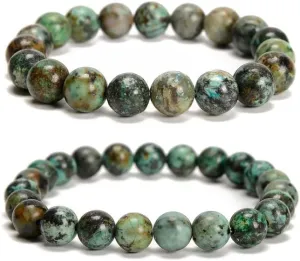 2pcs/set (8mm 10mm), Healing Energy Stone Beaded Bracelet, Round Gem Bead Stretch Bracelets for Women Men Gift