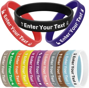 30-5000 Pcs, Custom Rubber Bracelets, Personalized Silicone Rubber Wristbands Bulk Customizable with Text/Logo/Message/Icon, Customize for Men,Women, Motivation Events Awareness Fundraisers Gifts