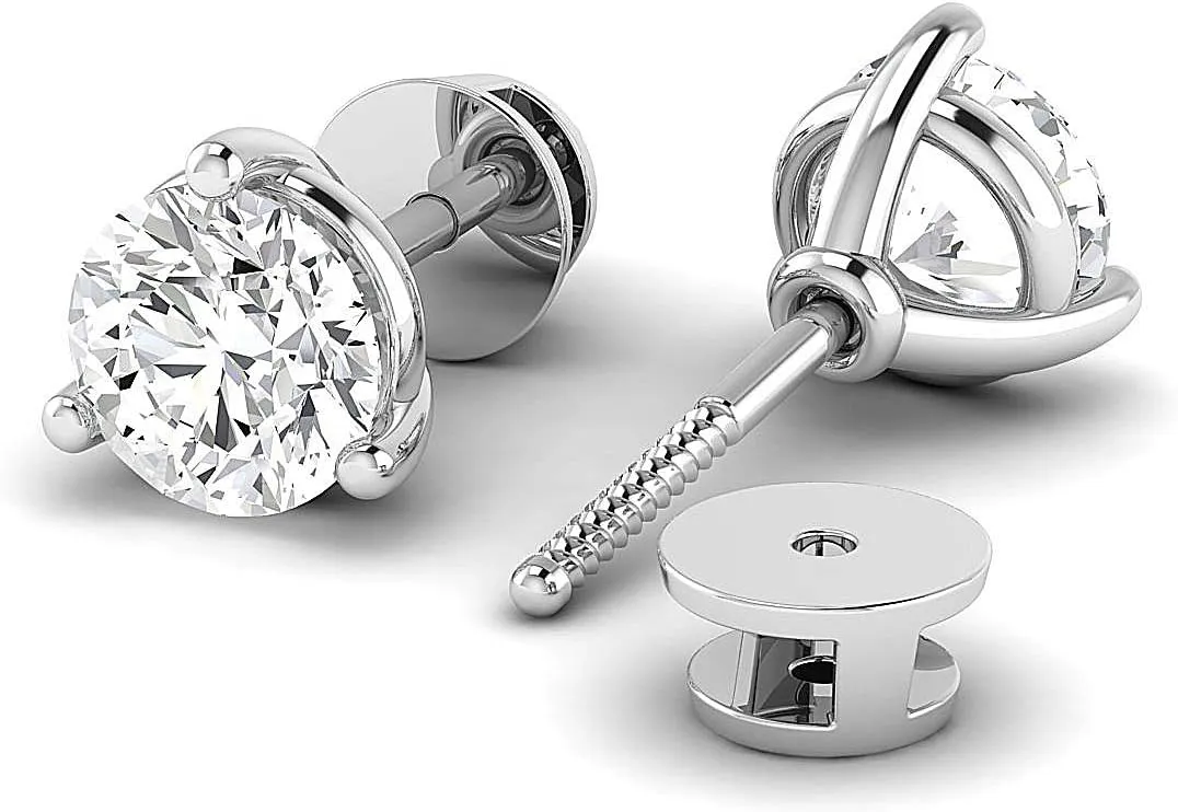 3.00Ct 18k gold plated earrings for women, silver studs earrings, trendy earrings for women 2022, Dazzling Shine 6 MM Cubic Zirconia Earring studded In Sterling Silver