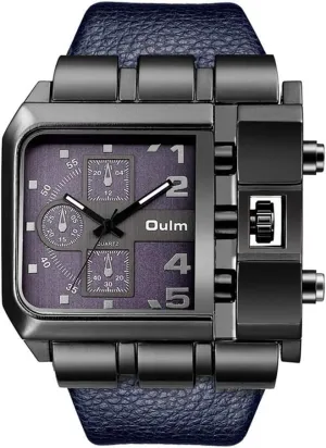 3364 Brand Original Rectangle Unique Design Men Wristwatch Wide Dial Leather Strap Quartz Watch   in Stock