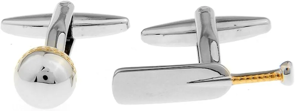 3D Cricket Set Cufflinks Ball and Bat Cuff Links