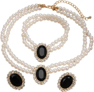 3Pcs Dainty Elegant Imitation Pearl Beaded Choker Necklace Bracelets Earrings Set Handmade Adjustable Faux Pearl Necklace for Women Bridal Wedding Party Prom Birthday Valentine Jewelry Gifts