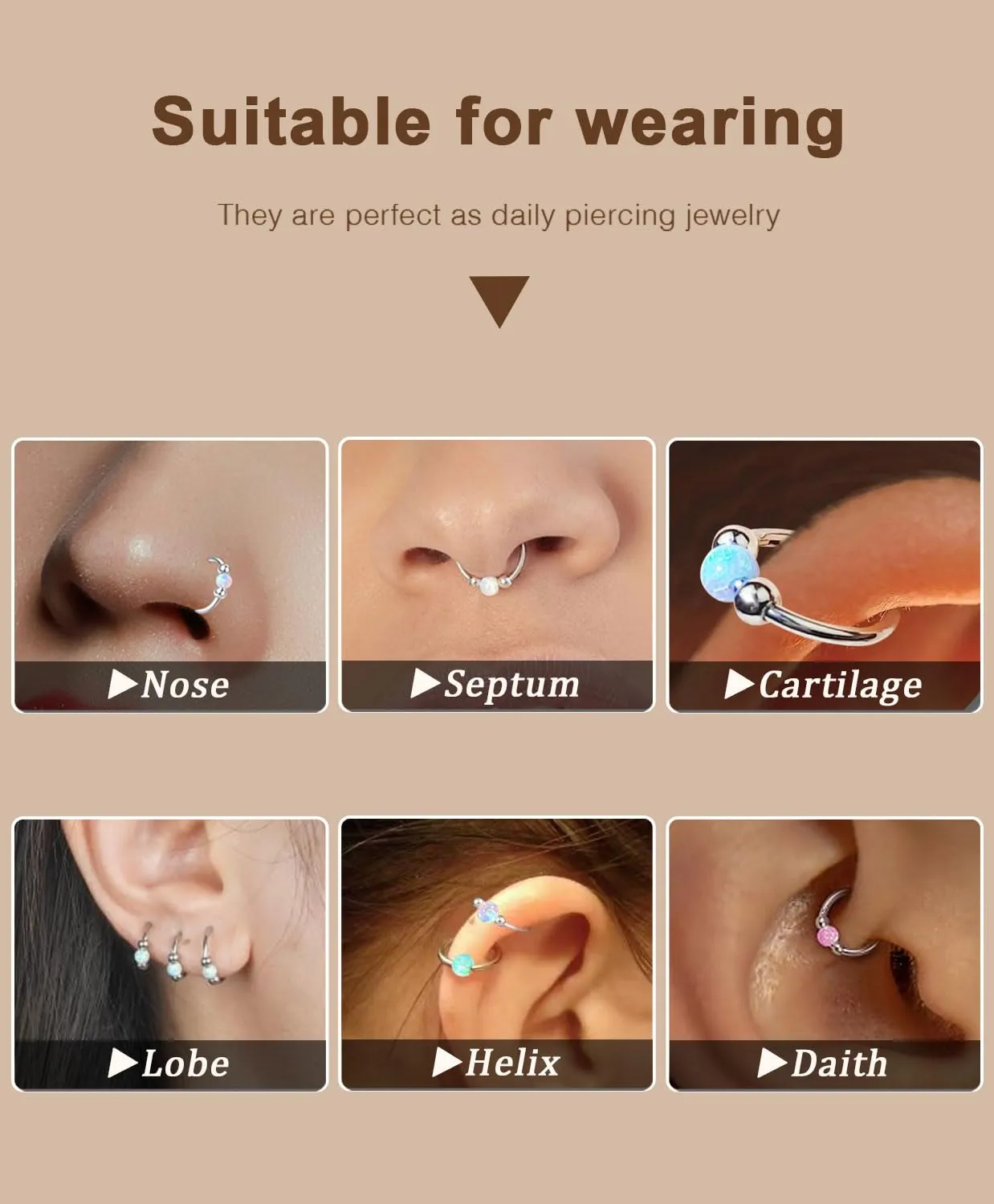 4PCS Stainless Steel Nose Rings Set for Women Men,Hypoallergenic 20G L-Shaped Nose Studs 18G Blue Opal Hinged Hoops Small Silver Piercings for Nostril Septum Cartilage Helix Rook Conch Lip Ear lobe