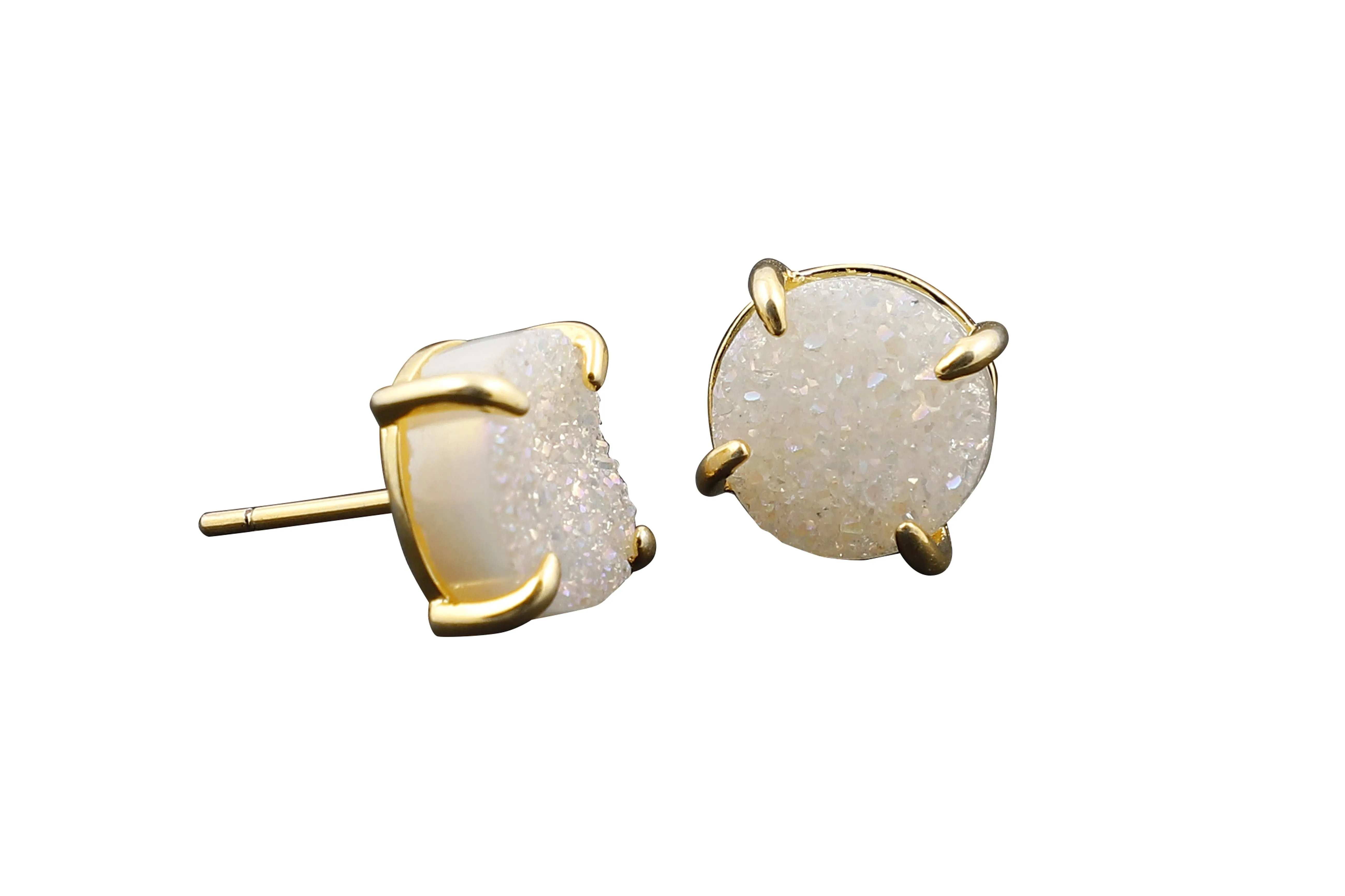 5 Way Druzy Earrings Gold