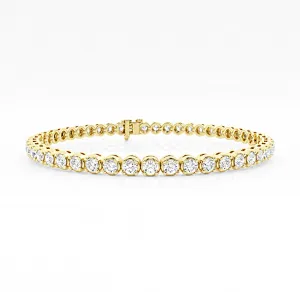 5.00 Carat tw Beautiful Yellow Gold Round Brilliant Cut Shiny Diamond Ladies Tennis Bracelet.Secure Double Clasp.