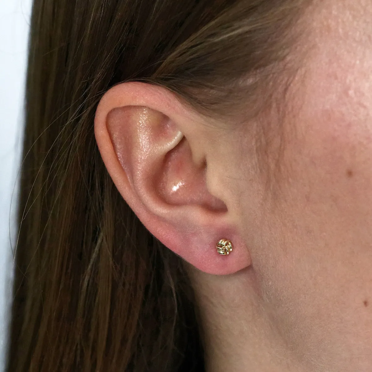 5mm Ribbon Knot Stud Earrings | 9K Solid Yellow Gold