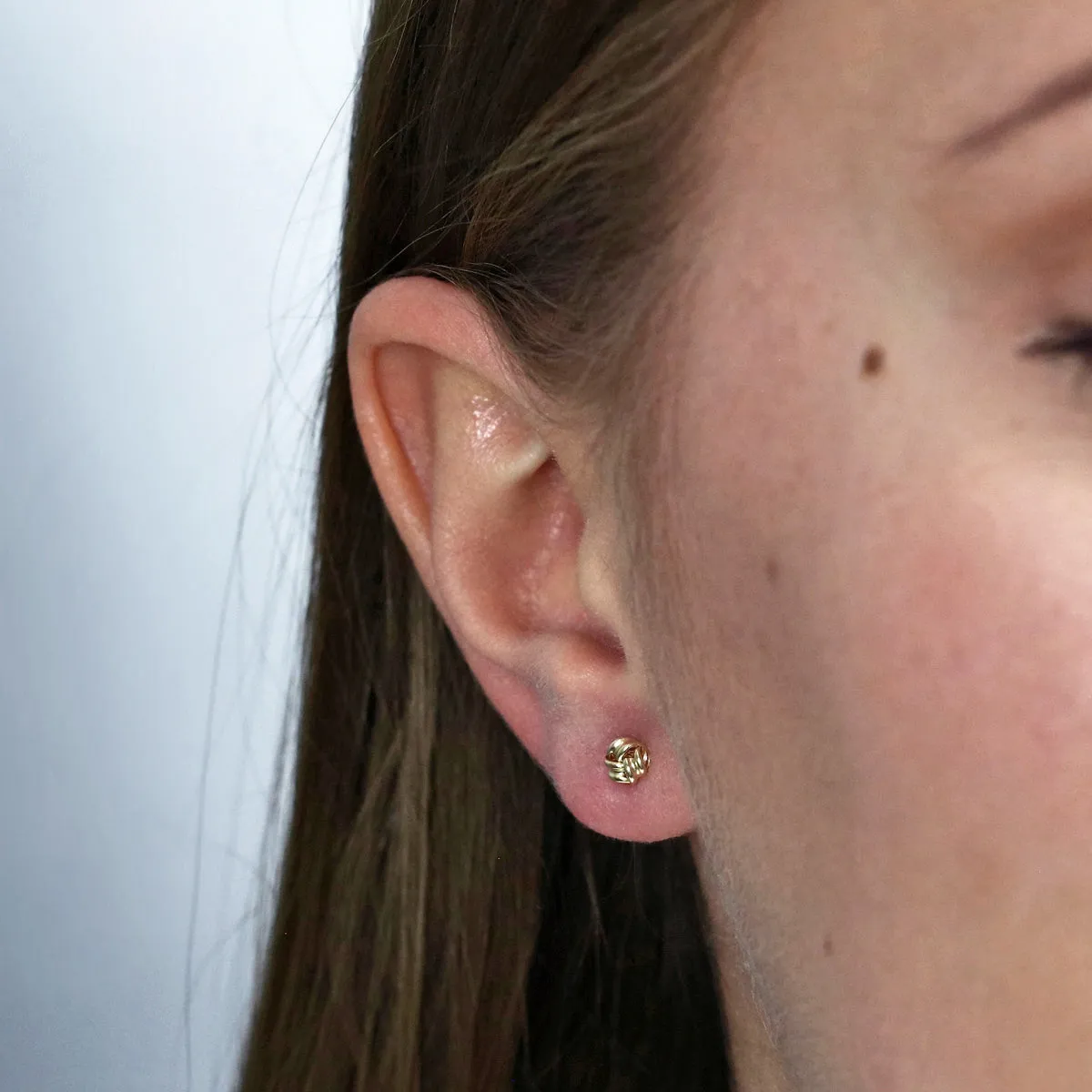 5mm Ribbon Knot Stud Earrings | 9K Solid Yellow Gold