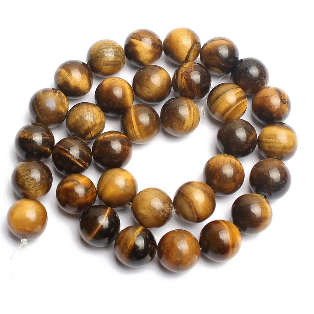 60pcs 6mm Natural Stone Beads Yellow Tiger Eye Beads Energy Crystal Healing Power Gemstone for Jewelry Making, DIY Bracelet Necklace