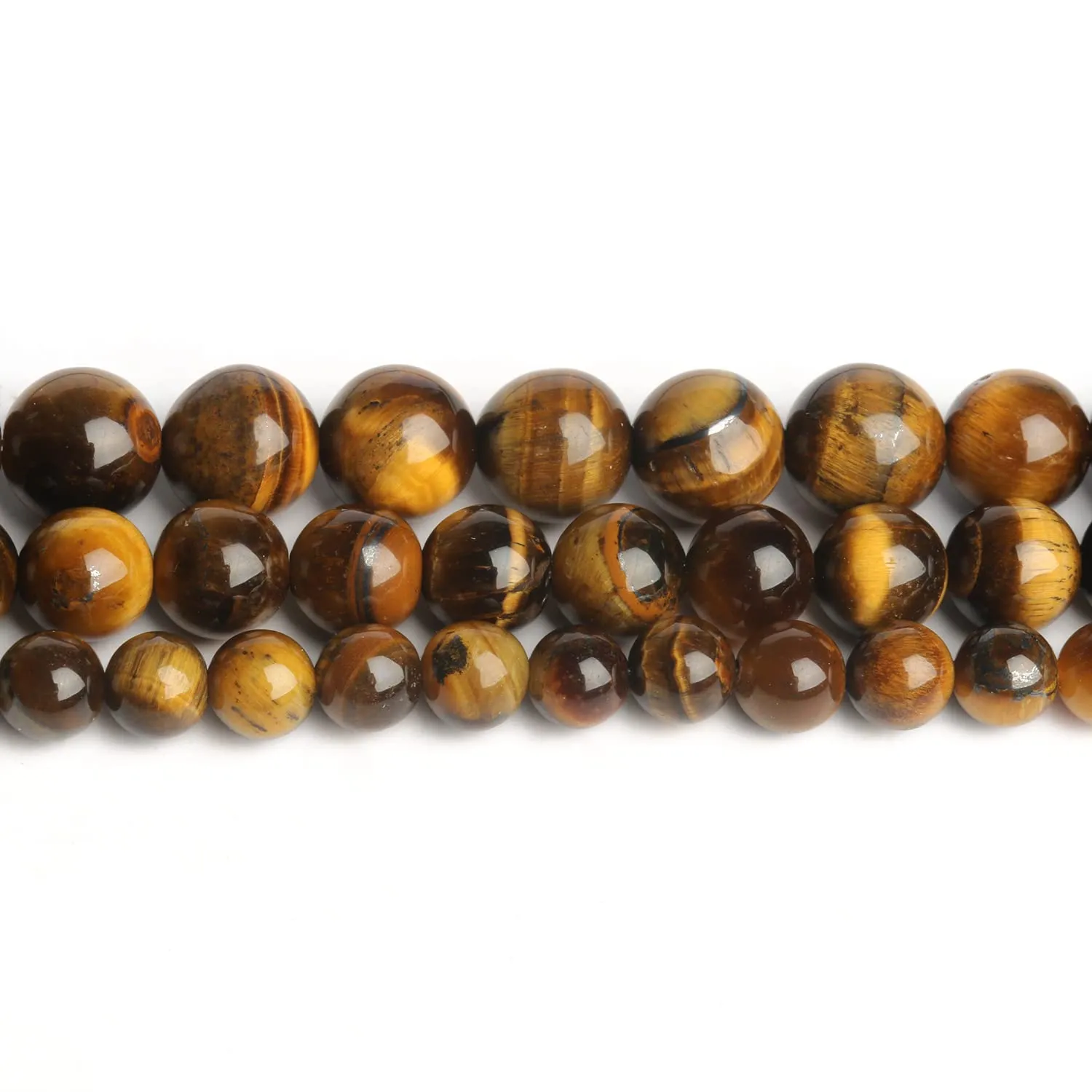 60pcs 6mm Natural Stone Beads Yellow Tiger Eye Beads Energy Crystal Healing Power Gemstone for Jewelry Making, DIY Bracelet Necklace