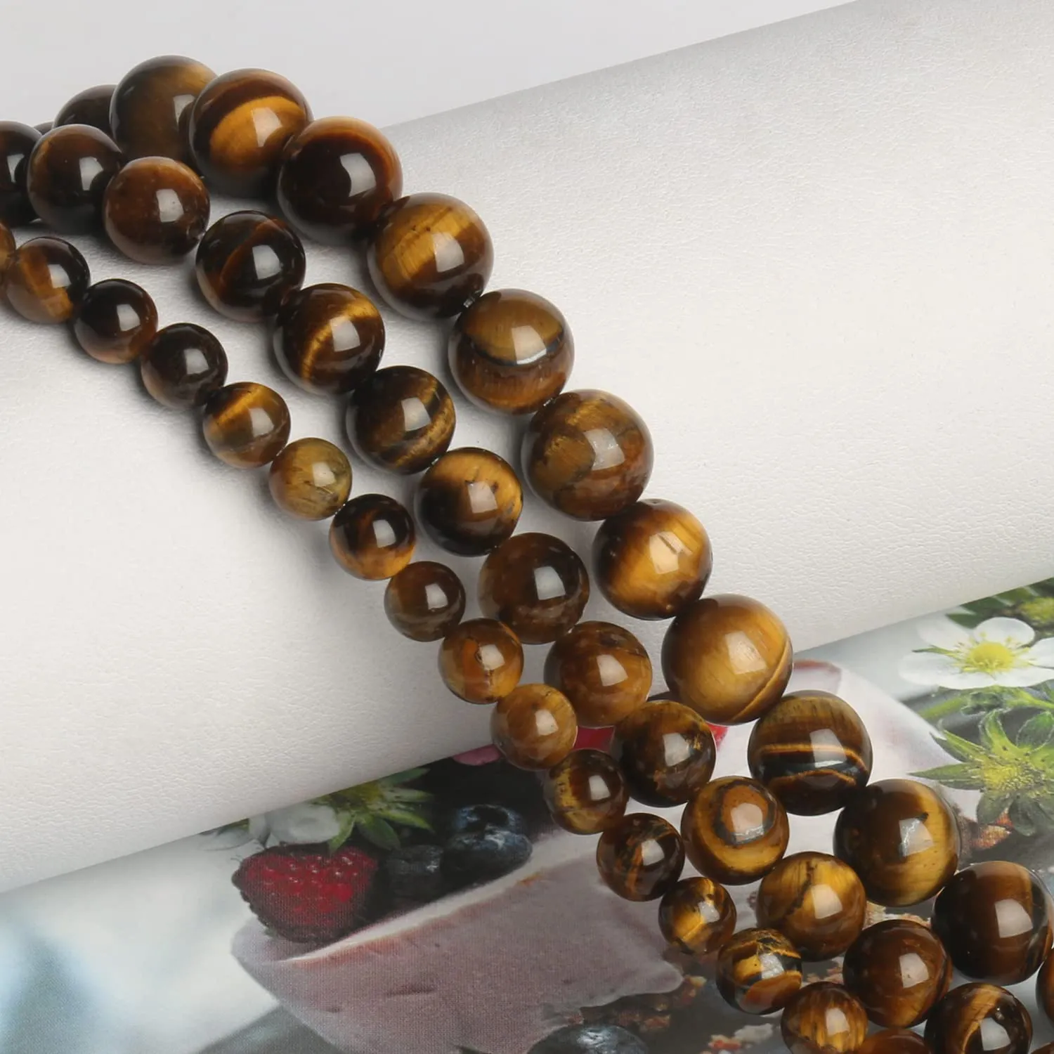 60pcs 6mm Natural Stone Beads Yellow Tiger Eye Beads Energy Crystal Healing Power Gemstone for Jewelry Making, DIY Bracelet Necklace