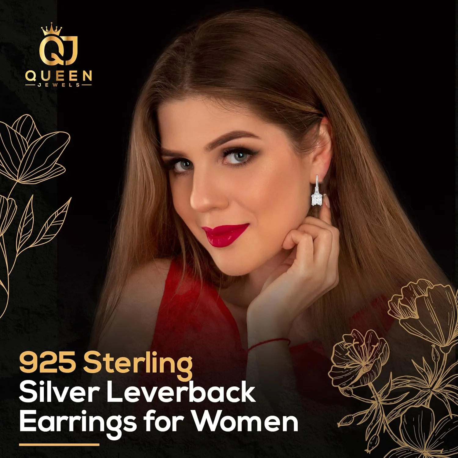 925 Sterling Silver 14k Gold Lightweight Leverback Dangle Earrings With Cubic Zirconia