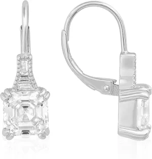 925 Sterling Silver 14k Gold Lightweight Leverback Dangle Earrings With Cubic Zirconia