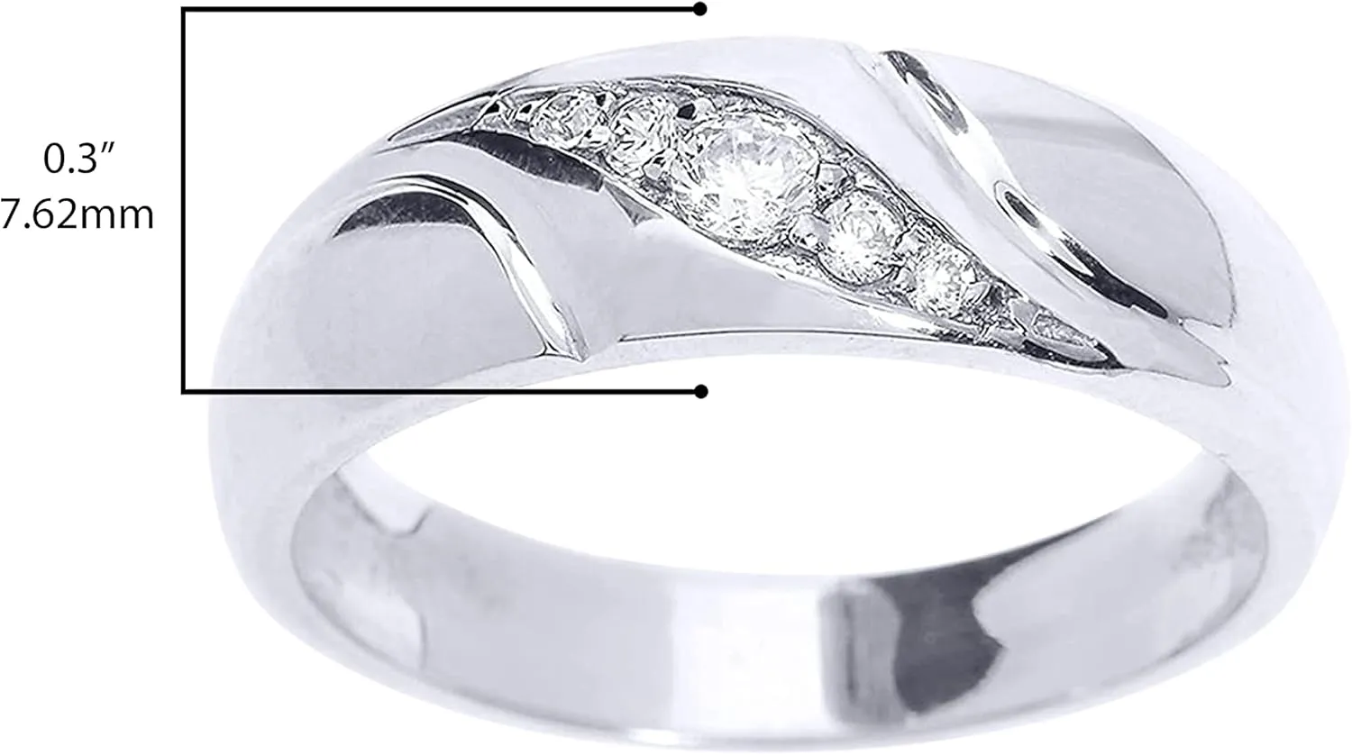 .925 Sterling Silver 1/7 Cttw Diamond Graduated 5-Stone Swirl Set Wedding Band (J-K Color, I1-I2 Clarity)