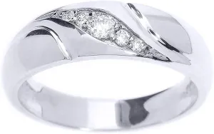 .925 Sterling Silver 1/7 Cttw Diamond Graduated 5-Stone Swirl Set Wedding Band (J-K Color, I1-I2 Clarity)