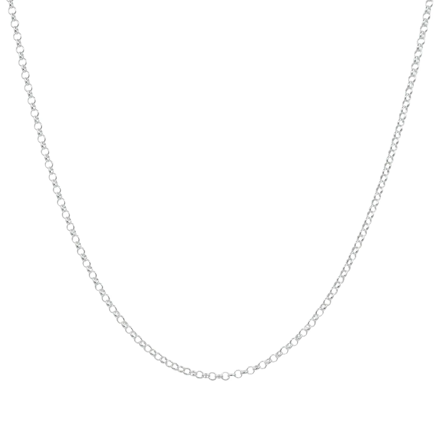 925 Sterling Silver Cable Chain Rolo Link Necklace for Women& Girls 2mm (16 Inch)