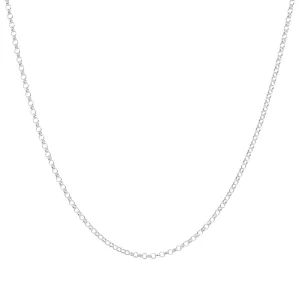 925 Sterling Silver Cable Chain Rolo Link Necklace for Women& Girls 2mm (16 Inch)