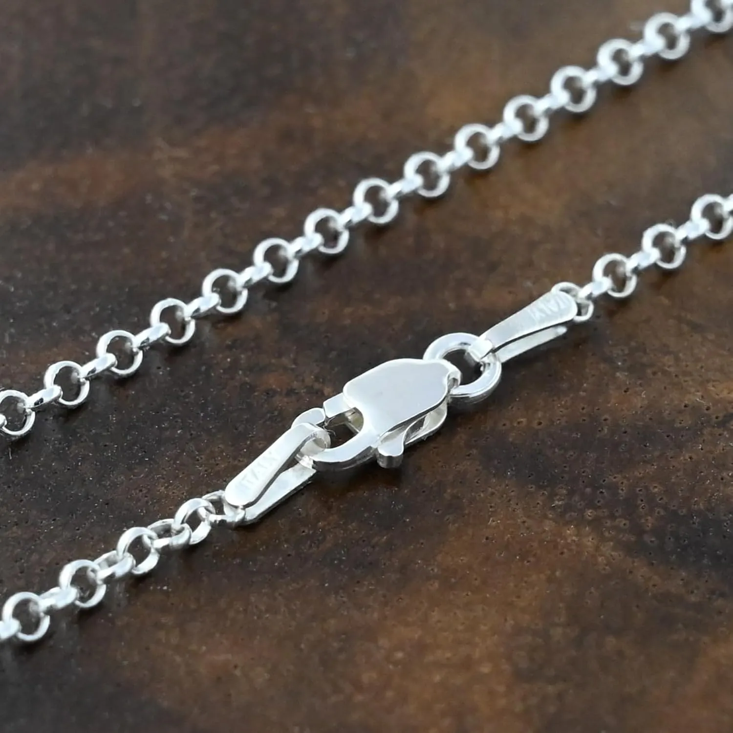 925 Sterling Silver Cable Chain Rolo Link Necklace for Women& Girls 2mm (16 Inch)