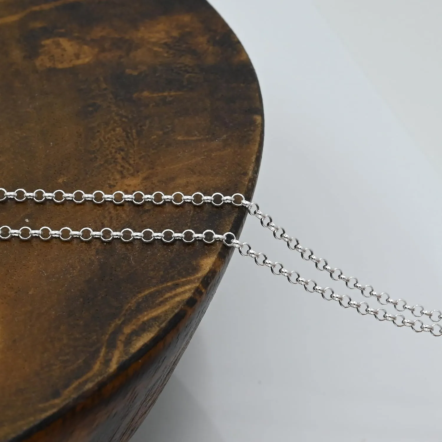 925 Sterling Silver Cable Chain Rolo Link Necklace for Women& Girls 2mm (16 Inch)