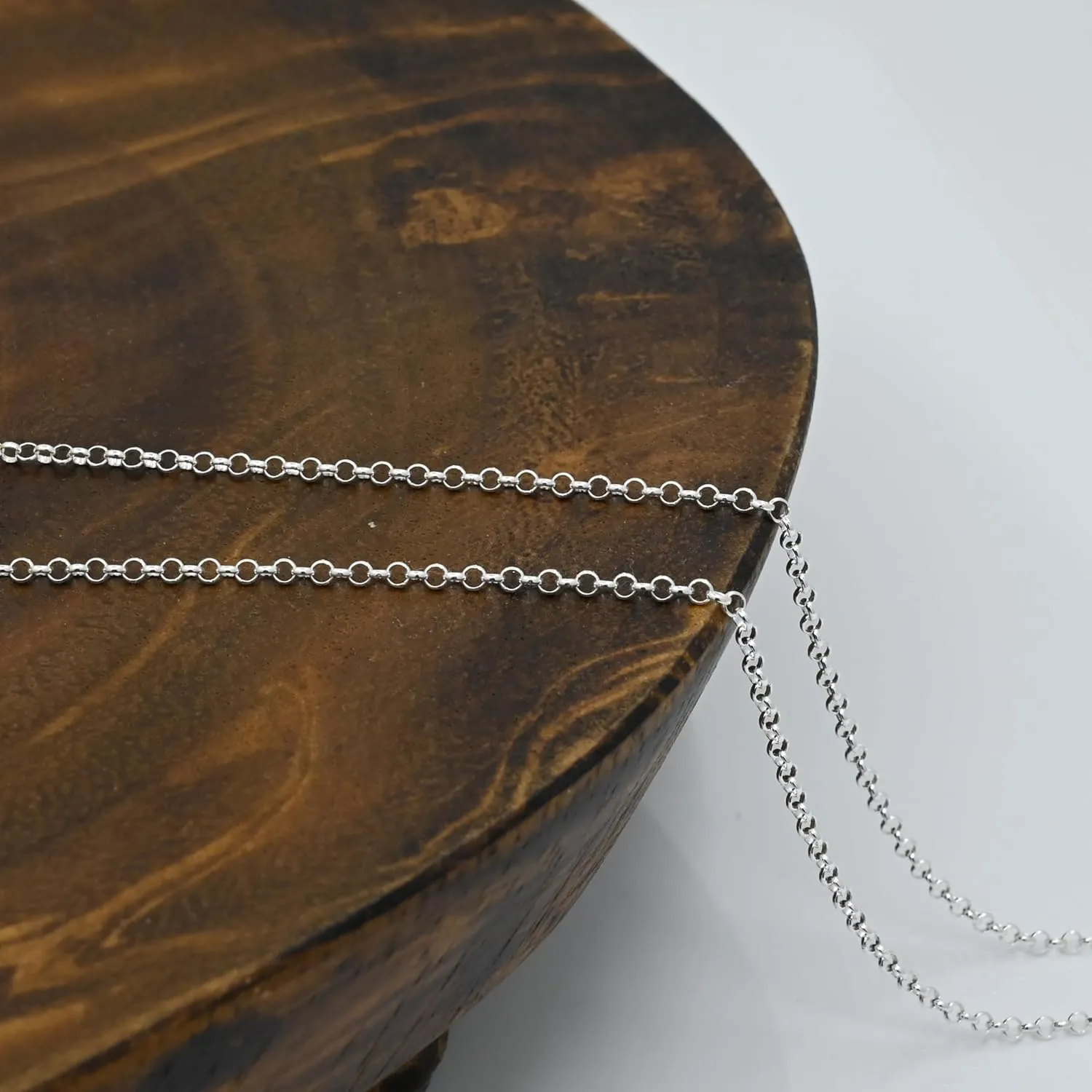 925 Sterling Silver Cable Chain Rolo Link Necklace for Women& Girls 2mm (16 Inch)