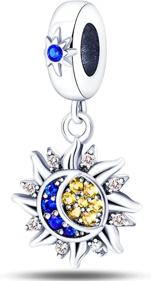 925 Sterling Silver Charms Bead for Bracelets Necklaces, Star Moon Crescent Sun Solar Pendent, Blue Ocean Starfish Shells Turtle Crab Starry Sea Cute Jewelry Birthday Gifts for Women Men