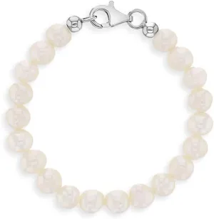 925 Sterling Silver Kid's Bracelet with Freshwater Cultured Pearls for Little Girls & Toddlers 4.5", 5.5" & 6.5" - Formal Event Jewelry for Children - Delicate Freshwater Pearl Accessories