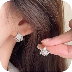 925 Sterling Silver Multi Hoops C Shaped Wrap Earring for Women Statement Geometric Drop Dangle Cuff Huggie Earrings Shiny Tiny Zircon Gem Illustion Stud Earrings
